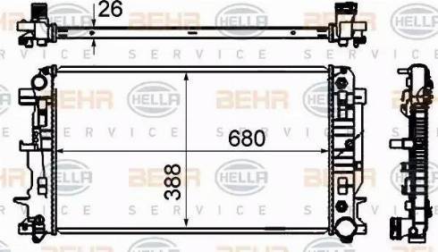 HELLA 8MK 376 701-014 - Радіатор, охолодження двигуна autocars.com.ua