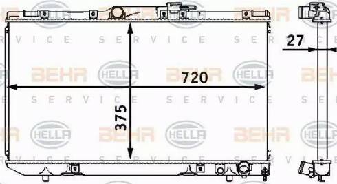 HELLA 8MK 376 708-121 - Радіатор, охолодження двигуна autocars.com.ua