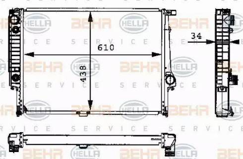 HELLA 8MK 376 713-074 - Радіатор, охолодження двигуна autocars.com.ua