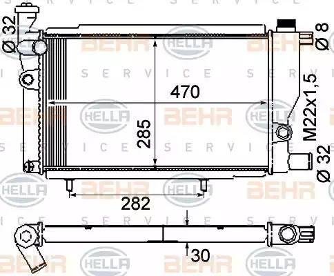 HELLA 8MK 376 715-384 - Радіатор, охолодження двигуна autocars.com.ua