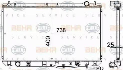 HELLA 8MK 376 718-551 - Радіатор, охолодження двигуна autocars.com.ua