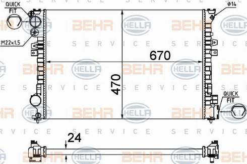 HELLA 8MK 376 719-235 - Радіатор, охолодження двигуна autocars.com.ua