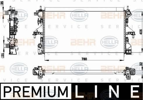 HELLA 8MK 376 733-411 - Радіатор, охолодження двигуна autocars.com.ua