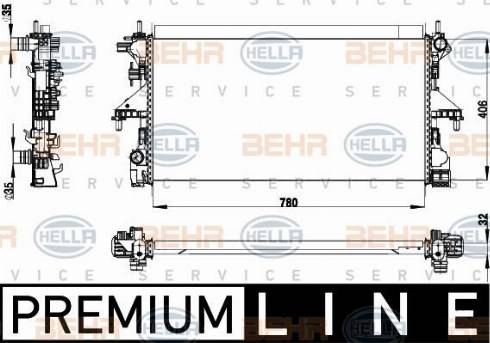 HELLA 8MK 376 733-531 - Радіатор, охолодження двигуна autocars.com.ua