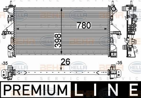 HELLA 8MK 376 733-561 - Радіатор, охолодження двигуна autocars.com.ua