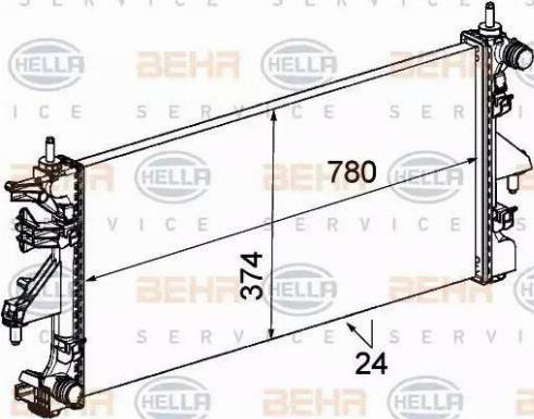 HELLA 8MK 376 745-104 - Радіатор, охолодження двигуна autocars.com.ua