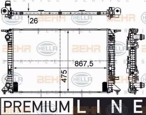 HELLA 8MK 376 745-631 - Радіатор, охолодження двигуна autocars.com.ua