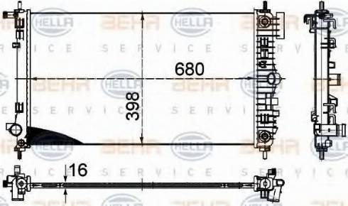 HELLA 8MK 376 754-314 - Радіатор, охолодження двигуна autocars.com.ua