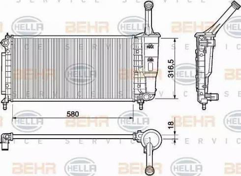 HELLA 8MK 376 754-384 - Радіатор, охолодження двигуна autocars.com.ua