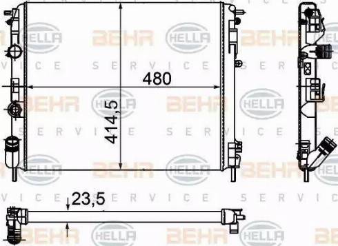 HELLA 8MK 376 755-341 - Радіатор, охолодження двигуна autocars.com.ua