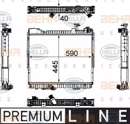 HELLA 8MK 376 756-051 - Радіатор, охолодження двигуна autocars.com.ua