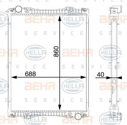 HELLA 8MK 376 756-174 - Радіатор, охолодження двигуна autocars.com.ua