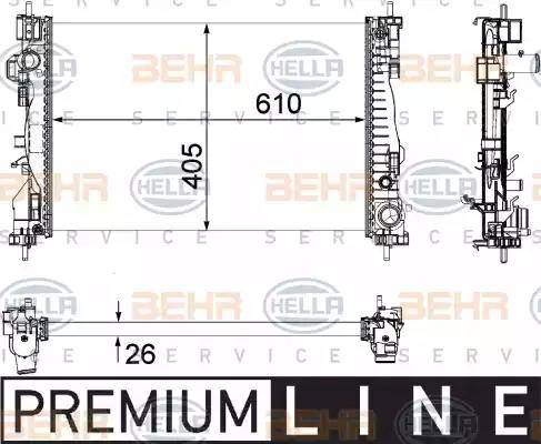 HELLA 8MK 376 756-241 - Радіатор, охолодження двигуна autocars.com.ua