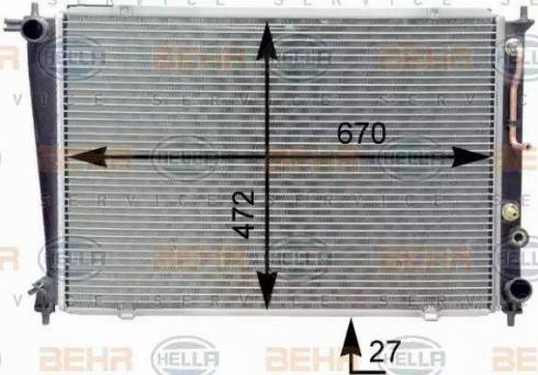 HELLA 8MK 376 763-121 - Радіатор, охолодження двигуна autocars.com.ua