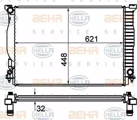 HELLA 8MK 376 766-321 - Радіатор, охолодження двигуна autocars.com.ua