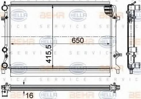 HELLA 8MK 376 775-574 - Радіатор, охолодження двигуна autocars.com.ua