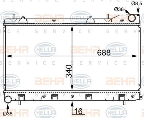 HELLA 8MK 376 775-614 - Радіатор, охолодження двигуна autocars.com.ua