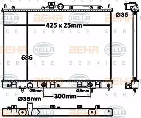 HELLA 8MK 376 790-341 - Радіатор, охолодження двигуна autocars.com.ua