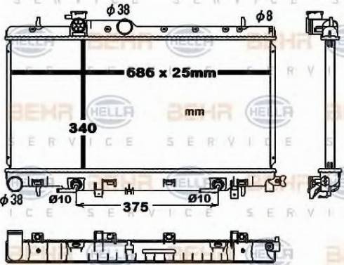 HELLA 8MK 376 792-381 - Радіатор, охолодження двигуна autocars.com.ua