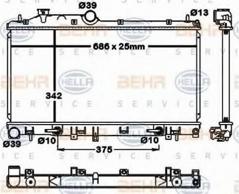 HELLA 8MK 376 792-411 - Радіатор, охолодження двигуна autocars.com.ua