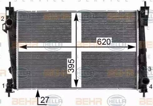 HELLA 8MK 376 900-021 - Радіатор, охолодження двигуна autocars.com.ua