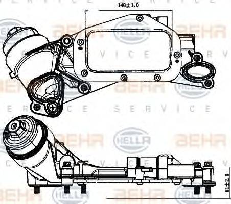 HELLA 8MO 376 729-211 - Масляний радіатор, рухове масло autocars.com.ua