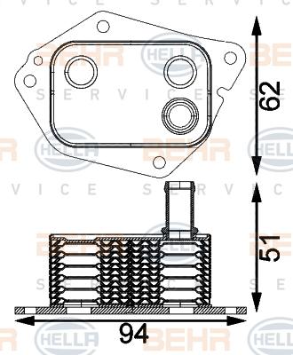 HELLA 8MO 376 797-151 - Масляний радіатор, рухове масло autocars.com.ua