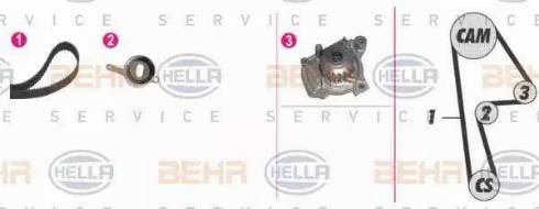 HELLA 8MP 376 808-871 - Водяний насос + комплект зубчатого ременя autocars.com.ua