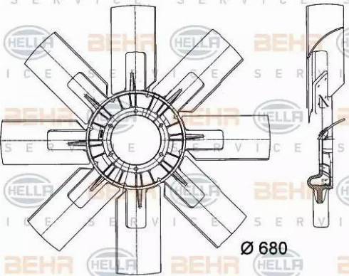 HELLA 8MV 376 727-021 - Крильчатка вентилятора, охолодження двигуна autocars.com.ua