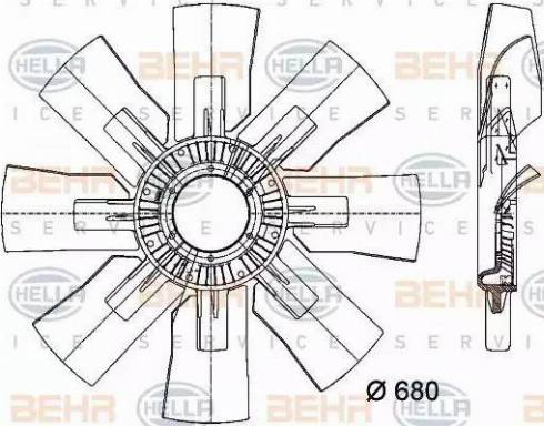 HELLA 8MV 376 733-121 - Крильчатка вентилятора, охолодження двигуна autocars.com.ua