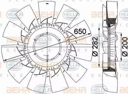 HELLA 8MV 376 757-511 - Крильчатка вентилятора, охолодження двигуна autocars.com.ua