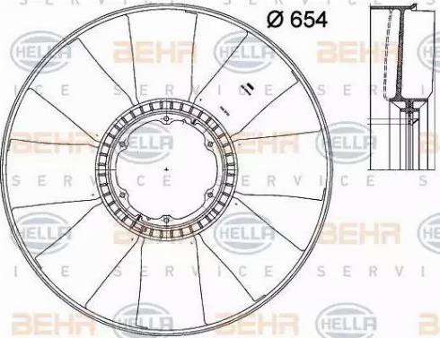 HELLA 8MV 376 791-291 - Крильчатка вентилятора, охолодження двигуна autocars.com.ua