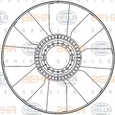 HELLA 8MV 376 907-211 - Крыльчатка вентилятора, охлаждение двигателя autodnr.net