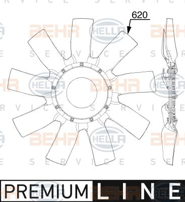 HELLA 8MV 376 912-511 - Крыльчатка вентилятора, охлаждение двигателя avtokuzovplus.com.ua