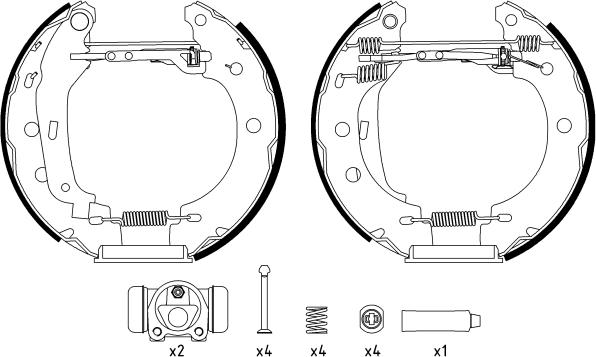 HELLA PAGID 8DB 355 004-401 - Комплект гальм, барабанний механізм autocars.com.ua