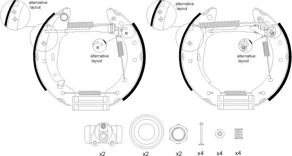 HELLA PAGID 8DB 355 004-661 - Комплект гальм, барабанний механізм autocars.com.ua