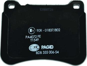 HELLA PAGID 8DB 355 006-541 - Тормозные колодки, дисковые, комплект avtokuzovplus.com.ua