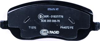 HELLA PAGID 8DB 355 006-761 - Гальмівні колодки, дискові гальма autocars.com.ua