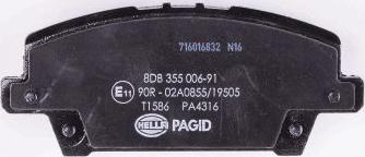 HELLA PAGID 8DB 355 006-911 - Тормозные колодки, дисковые, комплект avtokuzovplus.com.ua