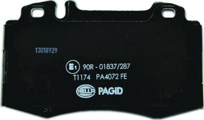 HELLA PAGID 8DB 355 008-691 - Гальмівні колодки, дискові гальма autocars.com.ua