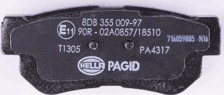 HELLA PAGID 8DB 355 009-971 - Гальмівні колодки, дискові гальма autocars.com.ua