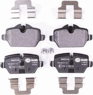 HELLA PAGID 8DB 355 011-271 - Гальмівні колодки зад. BMW 3E90-1E81 04-13 TRW autocars.com.ua