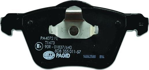 HELLA PAGID 8DB 355 011-571 - Гальмівні колодки, дискові гальма autocars.com.ua