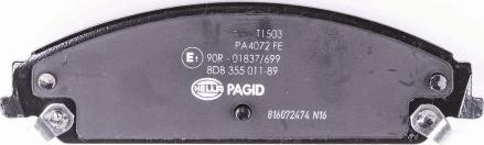 HELLA PAGID 8DB 355 011-891 - Тормозные колодки, дисковые, комплект avtokuzovplus.com.ua