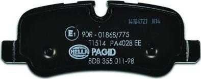 HELLA PAGID 8DB 355 011-981 - Гальмівні колодки, дискові гальма autocars.com.ua