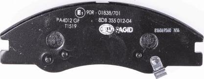 HELLA PAGID 8DB 355 012-041 - Тормозные колодки, дисковые, комплект avtokuzovplus.com.ua