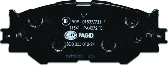 HELLA PAGID 8DB 355 012-241 - Тормозные колодки, дисковые, комплект avtokuzovplus.com.ua