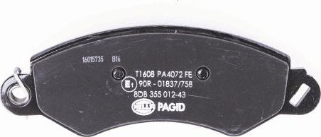 HELLA PAGID 8DB 355 012-431 - Гальмівні колодки, дискові гальма autocars.com.ua