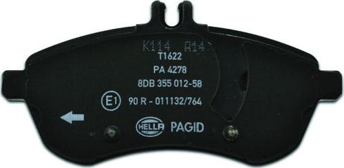 HELLA PAGID 8DB 355 012-581 - Тормозные колодки, дисковые, комплект avtokuzovplus.com.ua