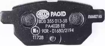 HELLA PAGID 8DB 355 013-581 - Гальмівні колодки, дискові гальма autocars.com.ua